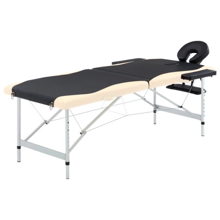 Camilla de masaje plegable 2 zonas aluminio negro y beige de vidaXL, Mesas de masaje - Ref: Foro24-110229, Precio: 180,16 €, ...