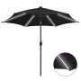 Sombrilla con luces LED y palo de aluminio negro 300 cm de vidaXL, Sombrillas - Ref: Foro24-47366, Precio: 124,30 €, Descuent...