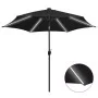 Sombrilla con luces LED y palo de aluminio negro 300 cm de vidaXL, Sombrillas - Ref: Foro24-47366, Precio: 113,66 €, Descuent...