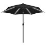 Sombrilla con luces LED y palo de aluminio negro 300 cm de vidaXL, Sombrillas - Ref: Foro24-47366, Precio: 124,30 €, Descuent...