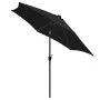 Sombrilla con luces LED y palo de aluminio negro 300 cm de vidaXL, Sombrillas - Ref: Foro24-47366, Precio: 113,66 €, Descuent...