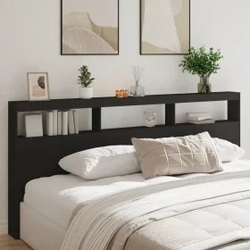 Cabecero de cama con LED negro 220x17x102 cm de vidaXL, Cabeceros y pies de cama - Ref: Foro24-839225, Precio: 94,69 €, Descu...