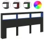 Cabecero de cama con LED negro 220x17x102 cm de vidaXL, Cabeceros y pies de cama - Ref: Foro24-839225, Precio: 94,69 €, Descu...