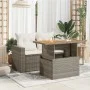 Mesa de jardín ratán PE y madera de acacia gris 100x55x73 cm de vidaXL, Mesas de jardín - Ref: Foro24-366127, Precio: 94,97 €...