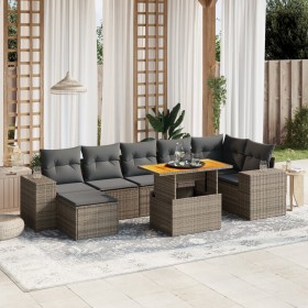 Set de sofás de jardín 8 pzas y cojines ratán sintético gris de vidaXL, Conjuntos de jardín - Ref: Foro24-3275937, Precio: 52...