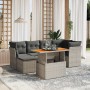 Set de sofás de jardín 7 piezas con cojines ratán PE gris de vidaXL, Conjuntos de jardín - Ref: Foro24-3270941, Precio: 434,7...