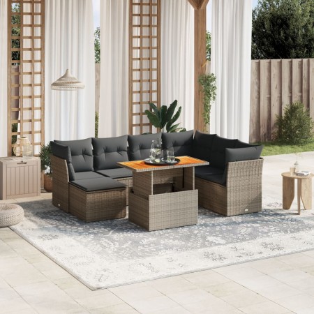 Set de sofás de jardín 8 pzas y cojines ratán sintético gris de vidaXL, Conjuntos de jardín - Ref: Foro24-3270955, Precio: 49...