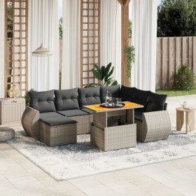 Set de sofás de jardín 8 pzas y cojines ratán sintético gris de vidaXL, Conjuntos de jardín - Ref: Foro24-3272313, Precio: 51...