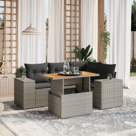 Juego de sofás jardín con cojines 5 pzas ratán sintético gris de vidaXL, Conjuntos de jardín - Ref: Foro24-3272621, Precio: 3...