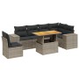 Set de sofás de jardín 7 piezas con cojines ratán PE gris de vidaXL, Conjuntos de jardín - Ref: Foro24-3272663, Precio: 475,6...