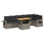 Set de sofás de jardín 7 piezas con cojines ratán PE gris de vidaXL, Conjuntos de jardín - Ref: Foro24-3271767, Precio: 467,0...