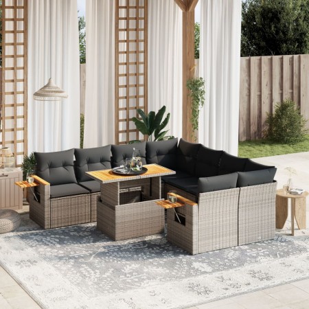 Set de sofás de jardín 8 pzas y cojines ratán sintético gris de vidaXL, Conjuntos de jardín - Ref: Foro24-3271683, Precio: 58...