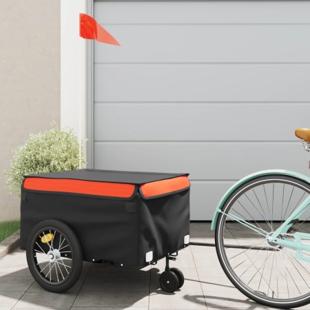 Remolque para bicicleta hierro negro y naranja 45 kg de vidaXL, Remolques para bicicletas - Ref: Foro24-94103, Precio: 103,39...