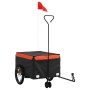 Remolque para bicicleta hierro negro y naranja 45 kg de vidaXL, Remolques para bicicletas - Ref: Foro24-94103, Precio: 103,39...