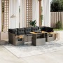 Set de sofás de jardín 8 pzas y cojines ratán sintético gris de vidaXL, Conjuntos de jardín - Ref: Foro24-3271669, Precio: 53...