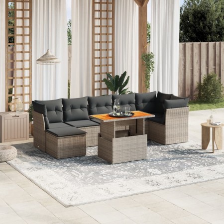 Set de sofás de jardín 8 pzas y cojines ratán sintético gris de vidaXL, Conjuntos de jardín - Ref: Foro24-3270948, Precio: 49...