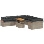 Set de sofás de jardín 11 pzas y cojines ratán sintético gris de vidaXL, Conjuntos de jardín - Ref: Foro24-3273265, Precio: 6...
