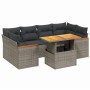 Set de sofás de jardín 7 piezas con cojines ratán PE gris de vidaXL, Conjuntos de jardín - Ref: Foro24-3272978, Precio: 446,9...