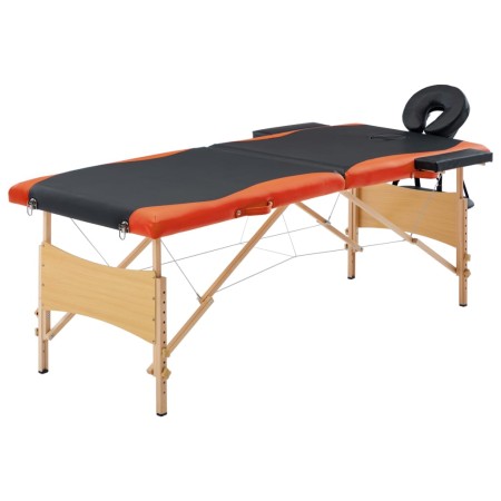 Camilla de masaje plegable 2 zonas madera negro y naranja de vidaXL, Mesas de masaje - Ref: Foro24-110203, Precio: 159,79 €, ...