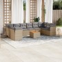 Set de sofás de jardín 11pzas con cojines ratán sintético beige en Conjuntos de jardín | Comprar online en Foru.es