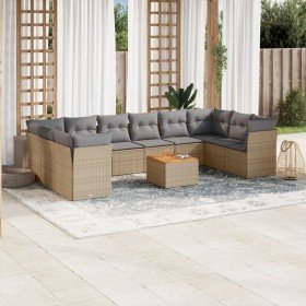 Set de sofás de jardín 11pzas con cojines ratán sintético beige en Conjuntos de jardín | Comprar online en Foru.es