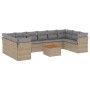 Set de sofás de jardín 11pzas con cojines ratán sintético beige en Conjuntos de jardín | Comprar online en Foru.es