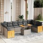 Set de sofás de jardín 11 pzas y cojines ratán sintético gris de vidaXL, Conjuntos de jardín - Ref: Foro24-3274133, Precio: 6...