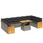 Set de sofás de jardín 11 pzas y cojines ratán sintético gris de vidaXL, Conjuntos de jardín - Ref: Foro24-3274133, Precio: 6...