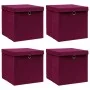 Caja de almacenaje con tapas 4 uds tela rojo oscuro 32x32x32 cm de vidaXL, Cestas para almacenaje - Ref: Foro24-288342, Preci...