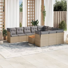 Set de sofás de jardín 11pzas con cojines ratán sintético beige en Conjuntos de jardín | Comprar online en Foru.es