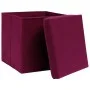 Caja de almacenaje con tapas 4 uds tela rojo oscuro 32x32x32 cm de vidaXL, Cestas para almacenaje - Ref: Foro24-288342, Preci...
