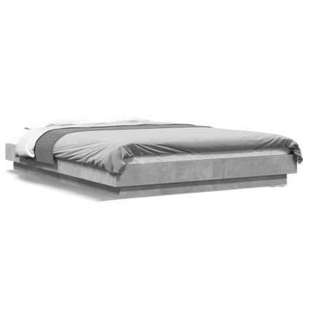 Estructura cama con luces LED madera gris hormigón 120x200 cm de vidaXL, Camas y somieres - Ref: Foro24-3281108, Precio: 173,...