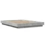 Bed frame with LED lights concrete gray wood 120x200 cm by vidaXL, Beds and slatted bases - Ref: Foro24-3281108, Price: 171,2...
