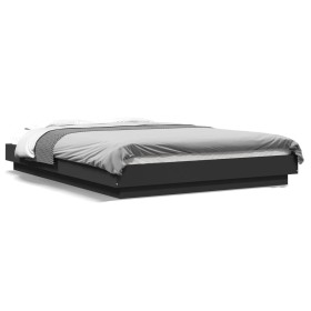 Estructura cama con luces LED madera ingeniería negro 120x190cm de vidaXL, Camas y somieres - Ref: Foro24-3281141, Precio: 18...