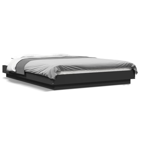 Estructura cama con luces LED madera ingeniería negro 120x190cm de vidaXL, Camas y somieres - Ref: Foro24-3281141, Precio: 18...