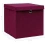 Caja de almacenaje con tapas 4 uds tela rojo oscuro 32x32x32 cm de vidaXL, Cestas para almacenaje - Ref: Foro24-288342, Preci...
