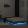 Bed frame with LED lights concrete gray wood 75x190 cm by vidaXL, Beds and slatted bases - Ref: Foro24-3281157, Price: 137,89...