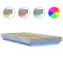 Bed frame with LED lights concrete gray wood 75x190 cm by vidaXL, Beds and slatted bases - Ref: Foro24-3281157, Price: 137,89...