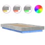 Estructura cama con luces LED madera gris hormigón 75x190 cm de vidaXL, Camas y somieres - Ref: Foro24-3281157, Precio: 139,5...