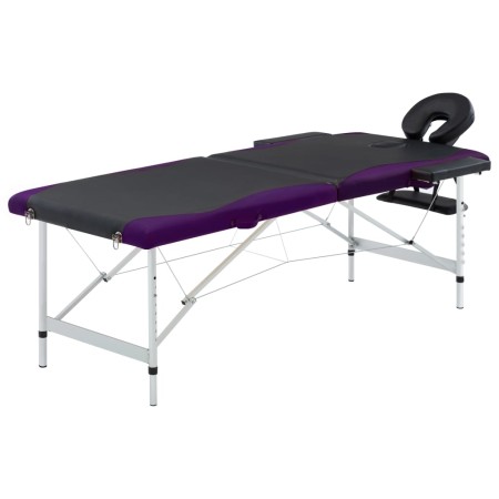 Camilla de masaje plegable 2 zonas aluminio negro y morado de vidaXL, Mesas de masaje - Ref: Foro24-110231, Precio: 169,17 €,...