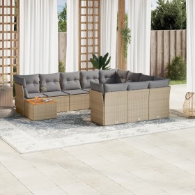 Set de sofás de jardín 11pzas con cojines ratán sintético beige en Conjuntos de jardín | Comprar online en Foru.es