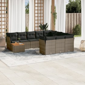 Set de sofás de jardín 11 pzas y cojines ratán sintético gris en Conjuntos de jardín | Comprar online en Foru.es