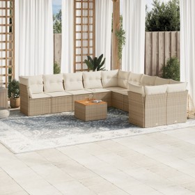 Set de sofás de jardín 11pzas con cojines ratán sintético beige en Conjuntos de jardín | Comprar online en Foru.es