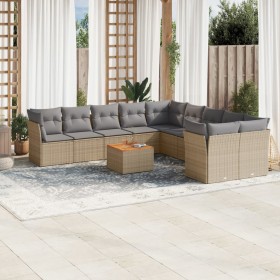 Set de sofás de jardín 11pzas con cojines ratán sintético beige en Conjuntos de jardín | Comprar online en Foru.es