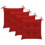 Sillas de jardín 4 uds madera maciza de teca con cojines rojos de vidaXL, Sillas de jardín - Ref: Foro24-3073025, Precio: 621...