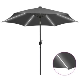 Sombrilla con luces LED y palo de aluminio gris antracita 300cm de vidaXL, Sombrillas - Ref: Foro24-47362, Precio: 124,68 €, ...