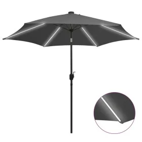 Sombrilla con luces LED y palo de aluminio gris antracita 300cm de vidaXL, Sombrillas - Ref: Foro24-47362, Precio: 114,01 €, ...