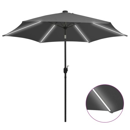 Sombrilla con luces LED y palo de aluminio gris antracita 300cm de vidaXL, Sombrillas - Ref: Foro24-47362, Precio: 124,68 €, ...
