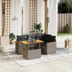 Juego de sofás jardín con cojines 5 pzas ratán sintético gris de vidaXL, Conjuntos de jardín - Ref: Foro24-3273062, Precio: 3...