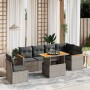 Set de sofás de jardín 7 piezas con cojines ratán PE gris de vidaXL, Conjuntos de jardín - Ref: Foro24-3273104, Precio: 435,8...
